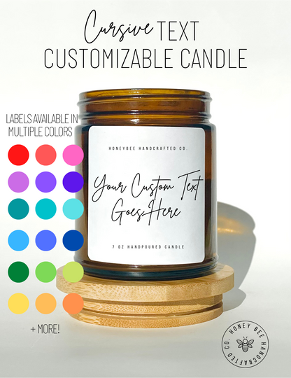 Cursive Font Custom Candle