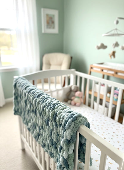 Cozy Baby Handknit Blanket – 30x30 | Soft Handmade Keepsake Gift